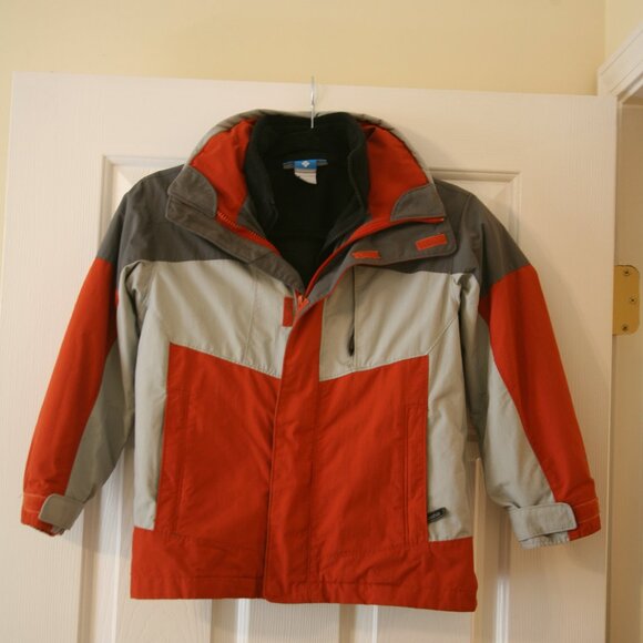 Columbia Interchange Youth Layered Jacket, Size 8, Orange/Tan/Gray - Picture 1 of 4
